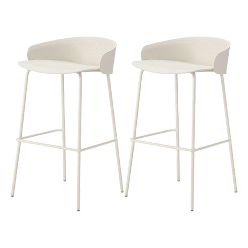 Contemporary Bucket Low Back Armless Bar Stools with White Metal Base