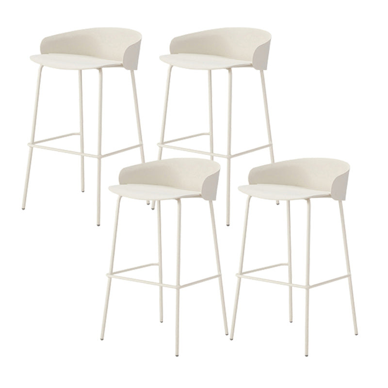 Contemporary Bucket Low Back Armless Bar Stools with White Metal Base