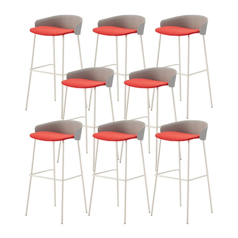 Contemporary Bucket Low Back Armless Bar Stools with White Metal Base