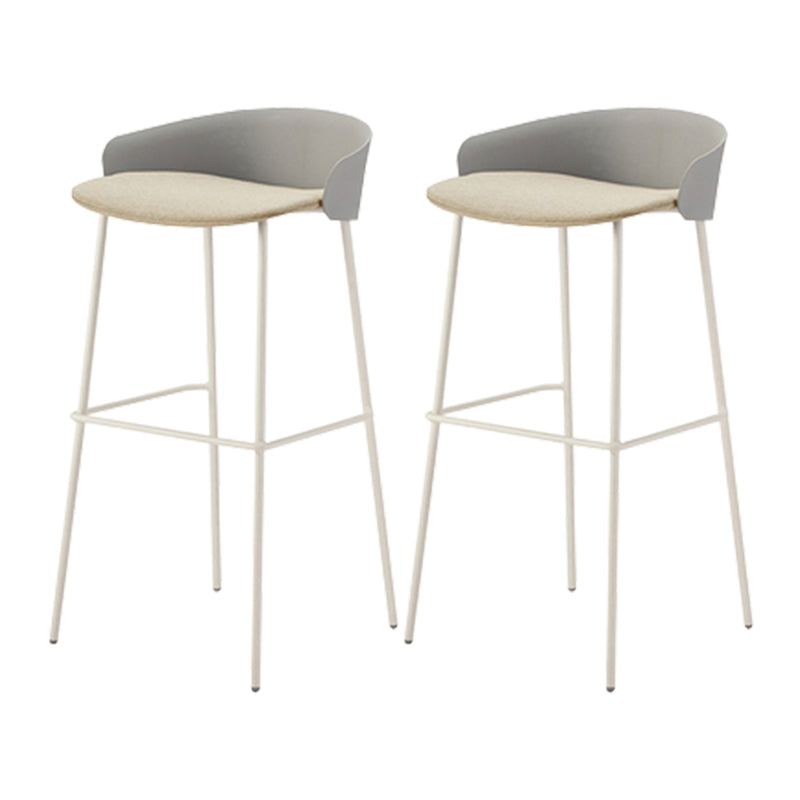 Contemporary Bucket Low Back Armless Bar Stools with White Metal Base