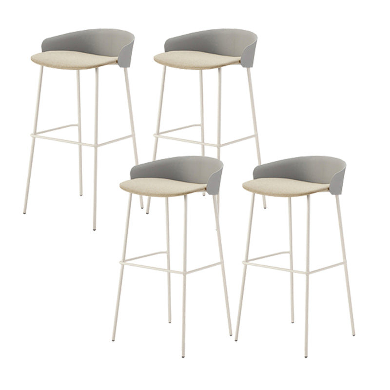 Contemporary Bucket Low Back Armless Bar Stools with White Metal Base