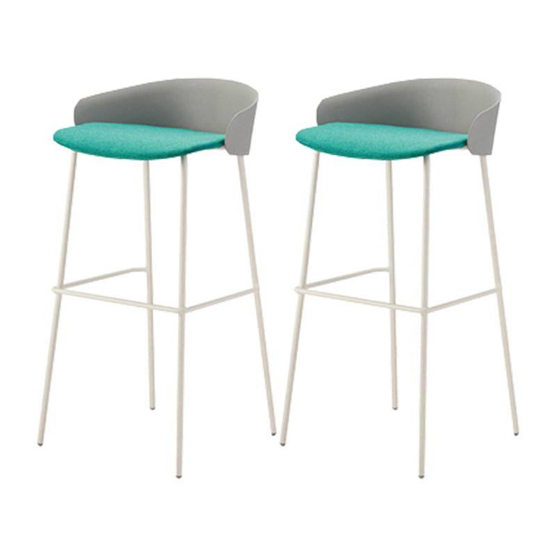 Contemporary Bucket Low Back Armless Bar Stools with White Metal Base