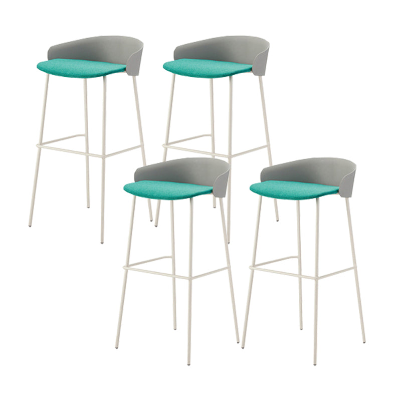 Contemporary Bucket Low Back Armless Bar Stools with White Metal Base