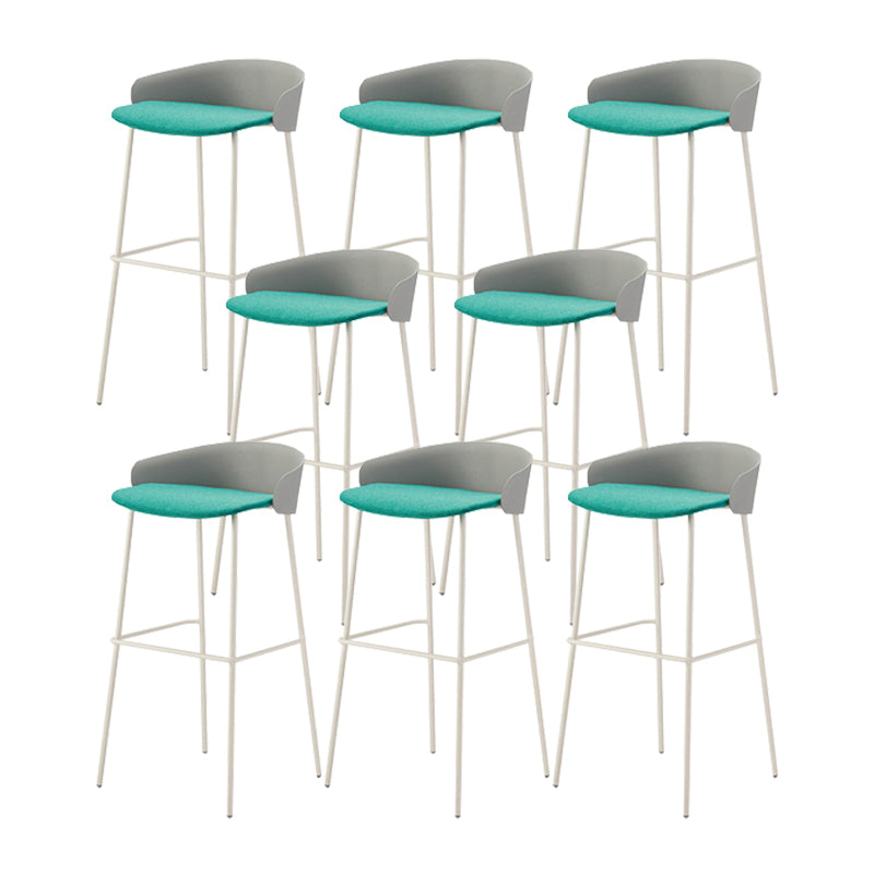 Contemporary Bucket Low Back Armless Bar Stools with White Metal Base