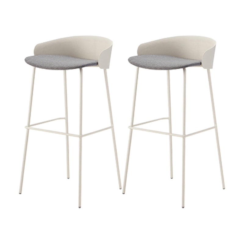 Contemporary Bucket Low Back Armless Bar Stools with White Metal Base