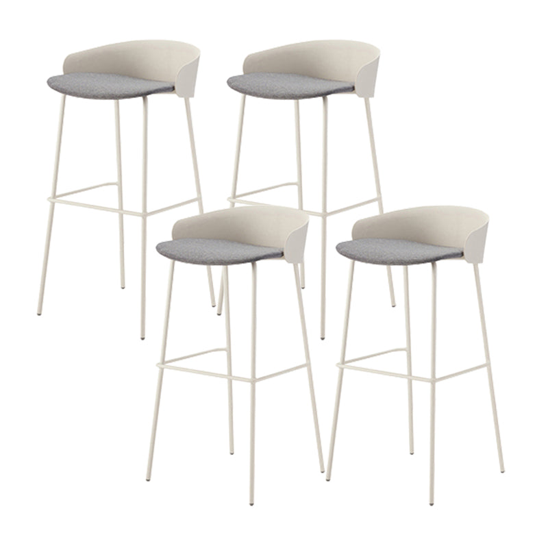 Contemporary Bucket Low Back Armless Bar Stools with White Metal Base