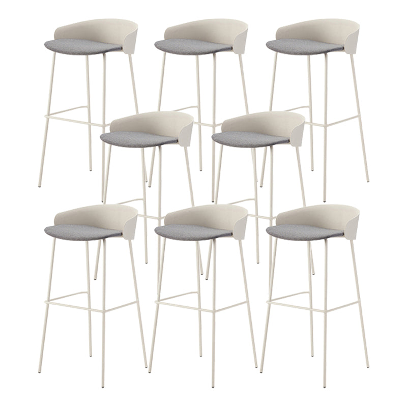 Contemporary Bucket Low Back Armless Bar Stools with White Metal Base