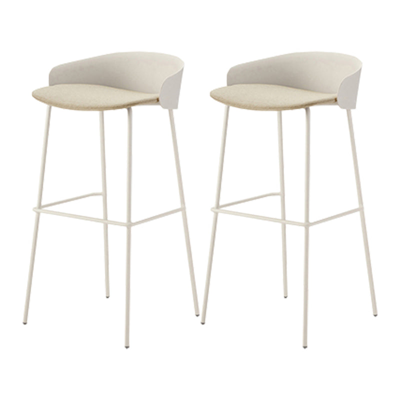 Contemporary Bucket Low Back Armless Bar Stools with White Metal Base