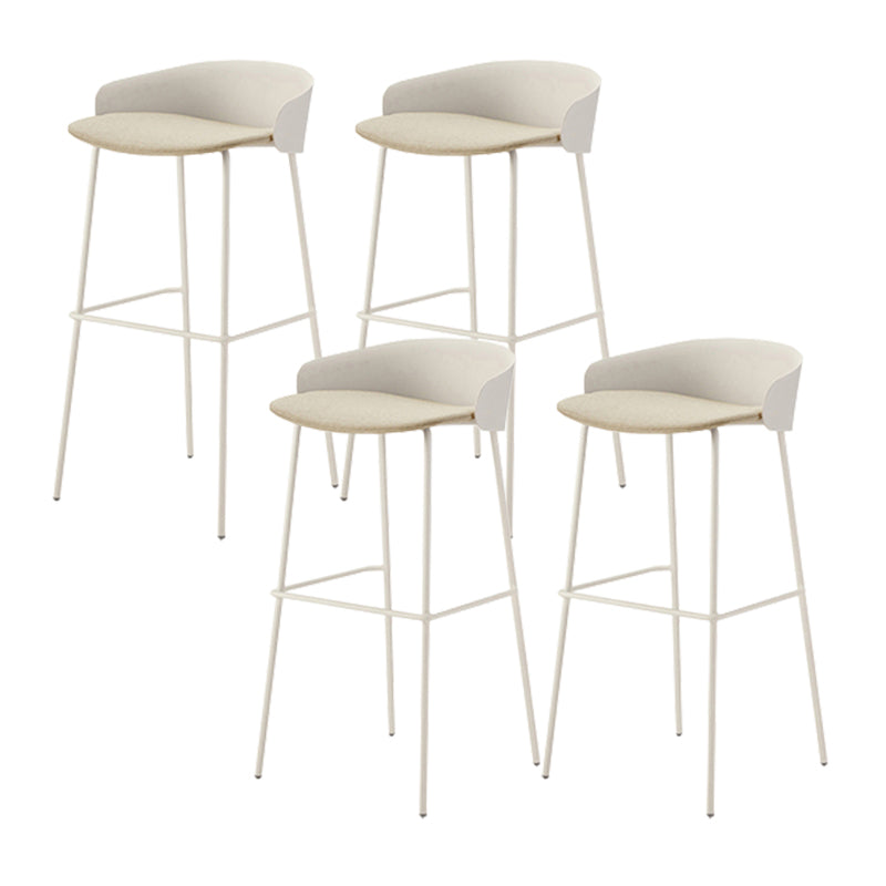 Contemporary Bucket Low Back Armless Bar Stools with White Metal Base
