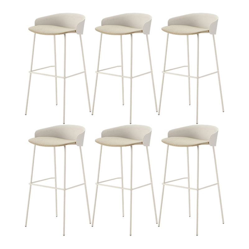 Contemporary Bucket Low Back Armless Bar Stools with White Metal Base