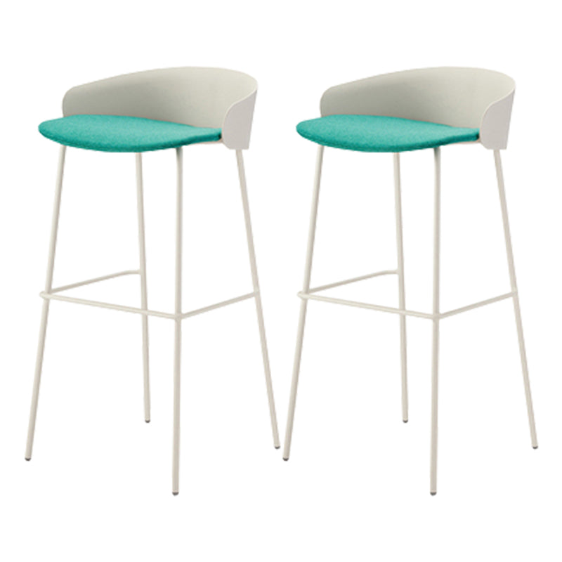 Contemporary Bucket Low Back Armless Bar Stools with White Metal Base