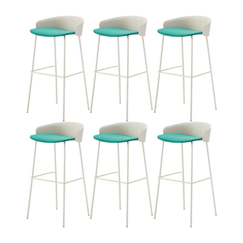 Contemporary Bucket Low Back Armless Bar Stools with White Metal Base