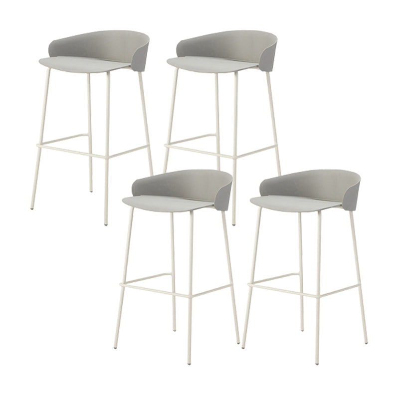 Contemporary Bucket Low Back Armless Bar Stools with White Metal Base