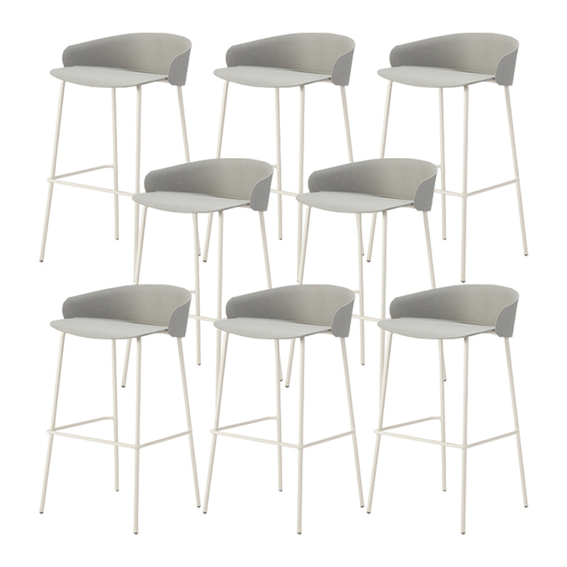 Contemporary Bucket Low Back Armless Bar Stools with White Metal Base