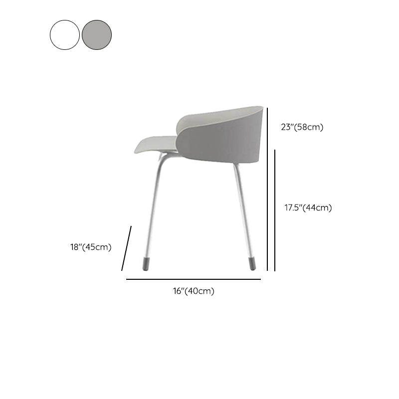 Contemporary Bucket Low Back Armless Bar Stools with White Metal Base