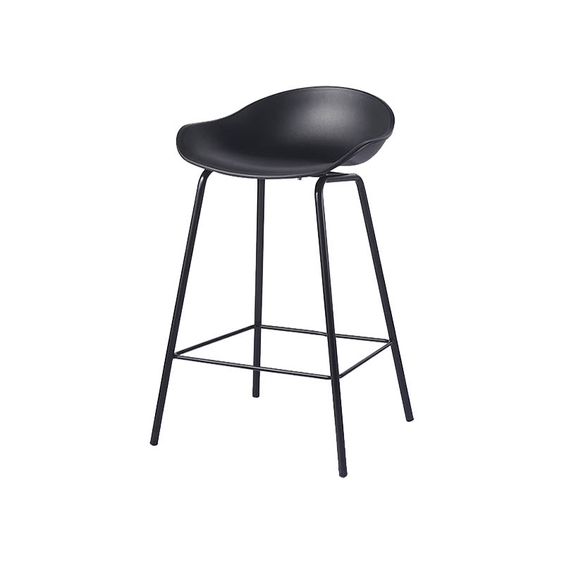 Contemporary Bucket Low Back Plastic Bar Stools with Metal Base