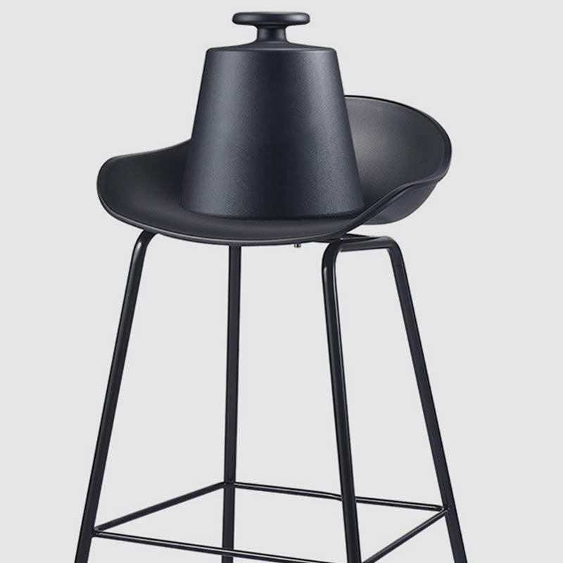 Contemporary Bucket Low Back Plastic Bar Stools with Metal Base