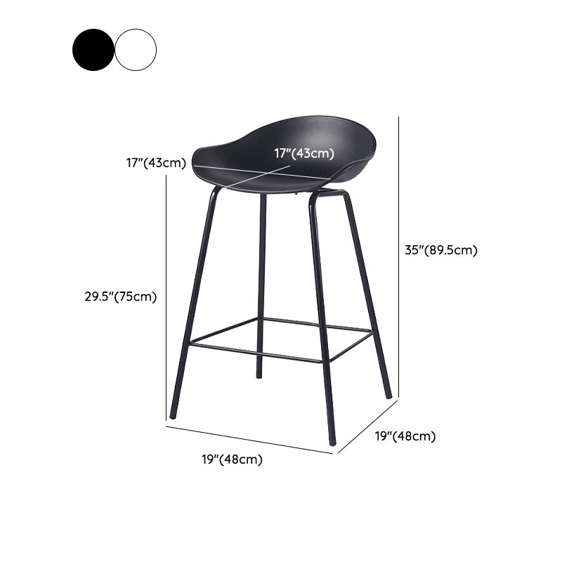 Contemporary Bucket Low Back Plastic Bar Stools with Metal Base