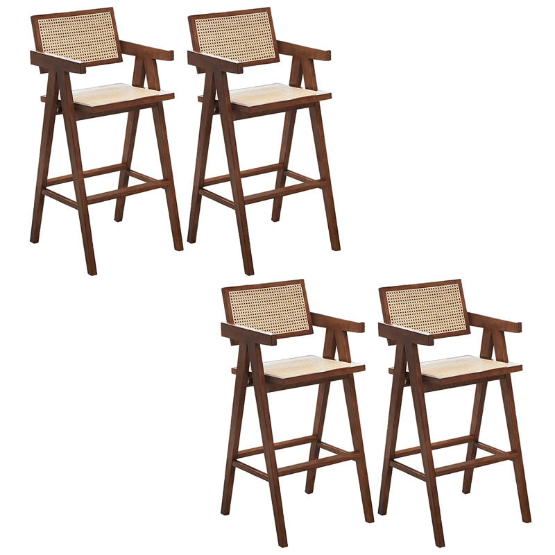 Contemporary 43.3-inch Armed Bar Stools with Solid Wood Base
