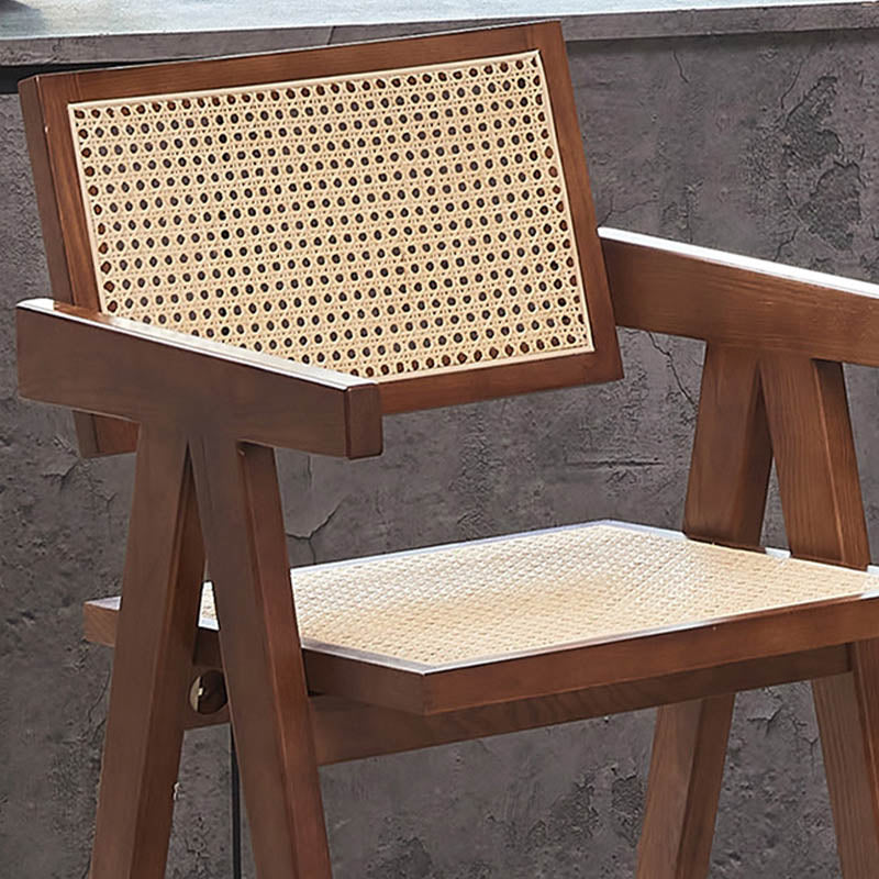 Contemporary 43.3-inch Armed Bar Stools with Solid Wood Base