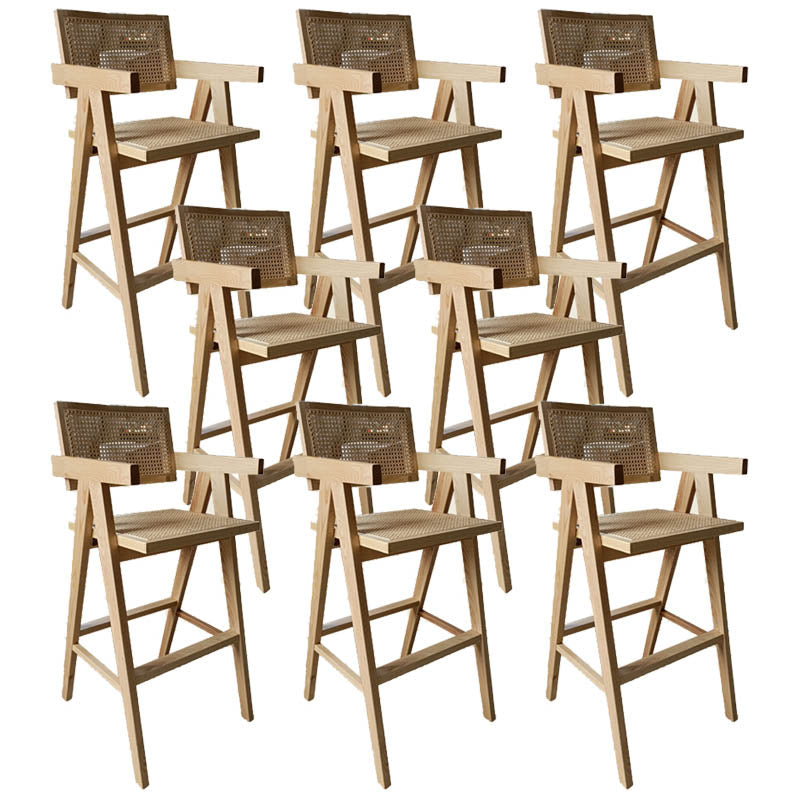 Contemporary 43.3-inch Armed Bar Stools with Solid Wood Base