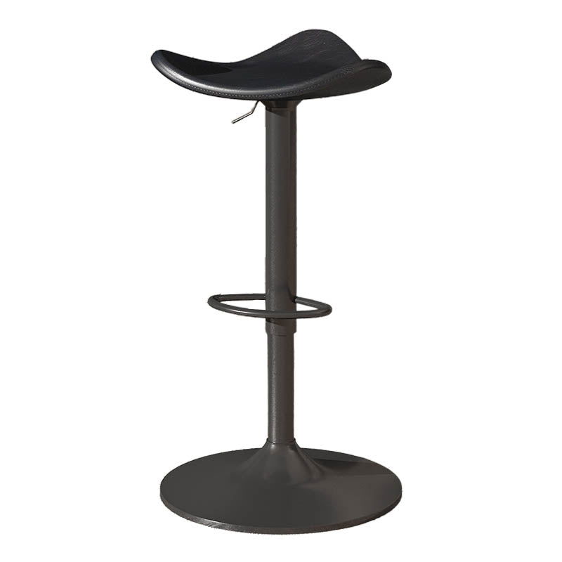 Saddle Seat Adjustable Height Swivel Armless Bar Stool with Footrest