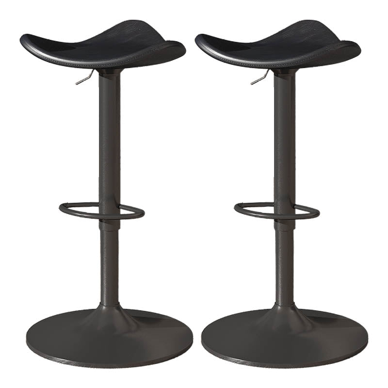 Saddle Seat Adjustable Height Swivel Armless Bar Stool with Footrest