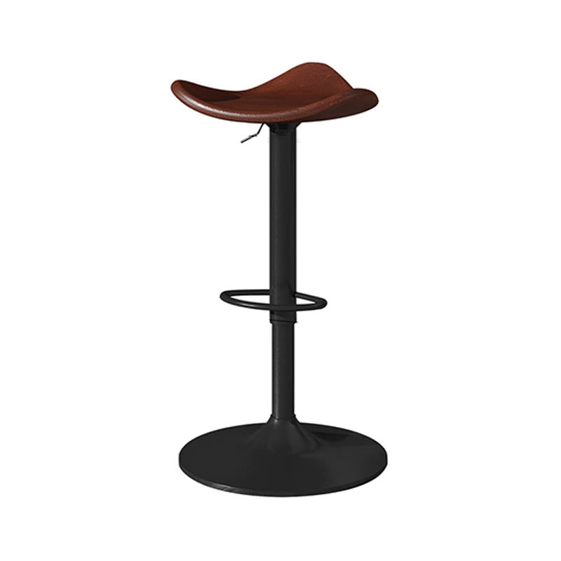 Saddle Seat Adjustable Height Swivel Armless Bar Stool with Footrest