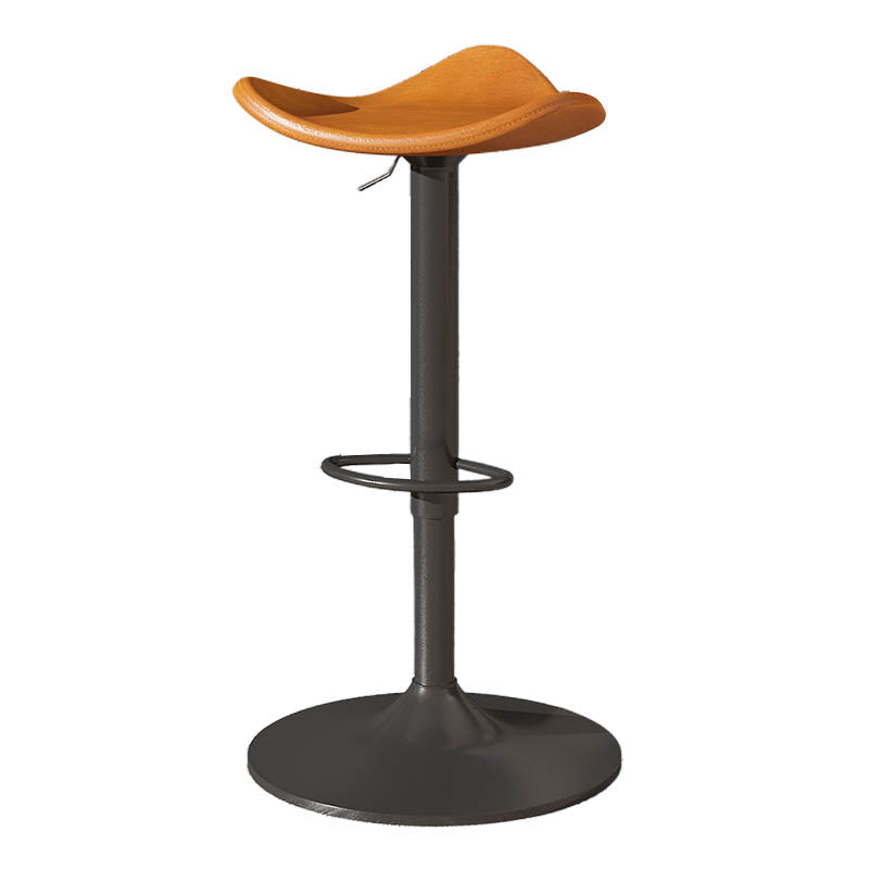 Saddle Seat Adjustable Height Swivel Armless Bar Stool with Footrest