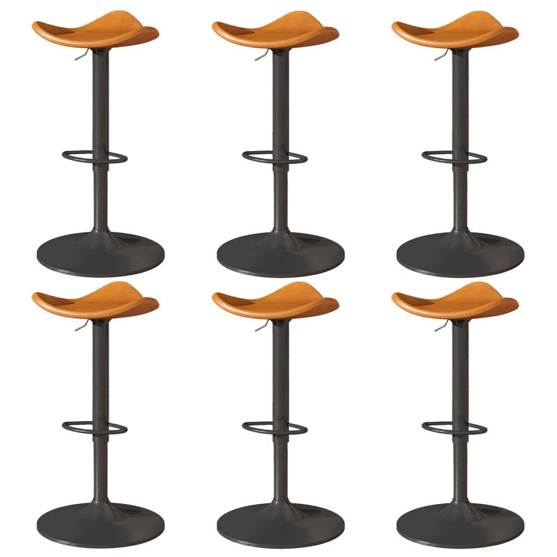 Saddle Seat Adjustable Height Swivel Armless Bar Stool with Footrest