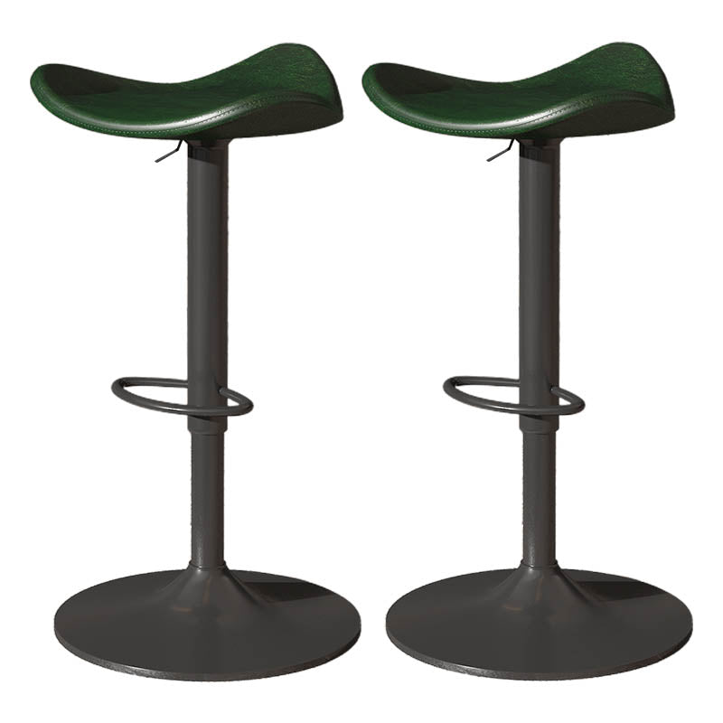 Saddle Seat Adjustable Height Swivel Armless Bar Stool with Footrest