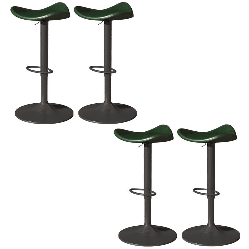 Saddle Seat Adjustable Height Swivel Armless Bar Stool with Footrest