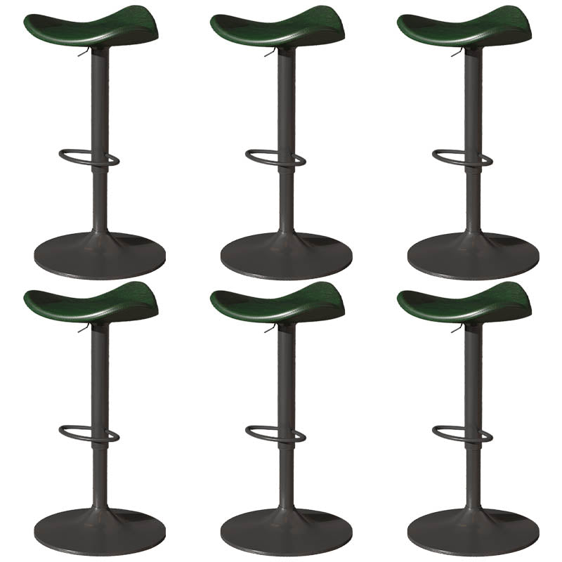 Saddle Seat Adjustable Height Swivel Armless Bar Stool with Footrest