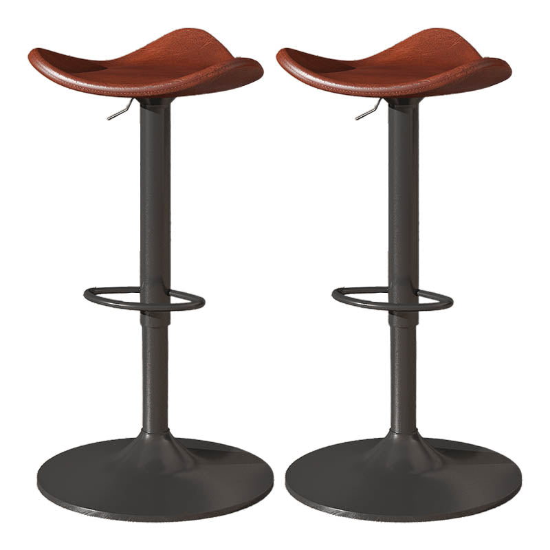 Saddle Seat Adjustable Height Swivel Armless Bar Stool with Footrest