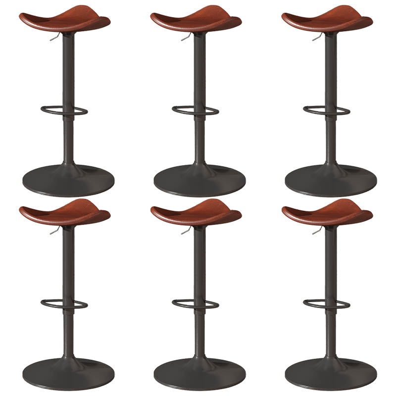 Saddle Seat Adjustable Height Swivel Armless Bar Stool with Footrest