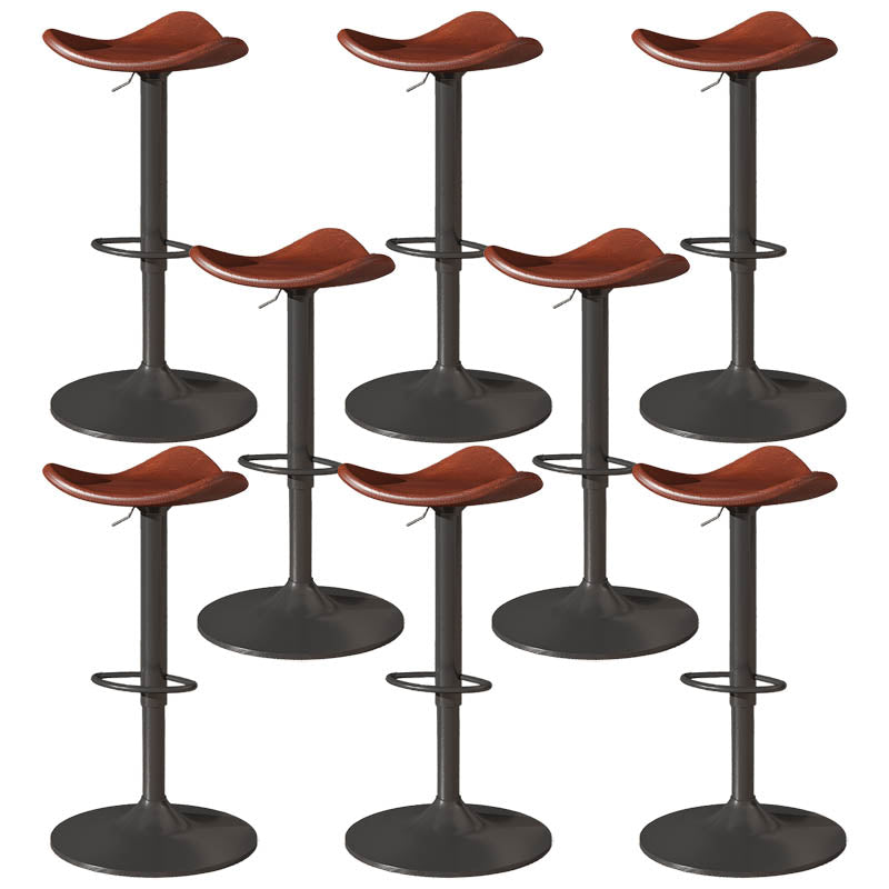 Saddle Seat Adjustable Height Swivel Armless Bar Stool with Footrest