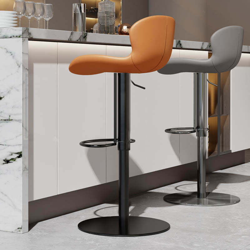 Contemporary Style Adjustable Backrest Counter Stool with Leather Cushion