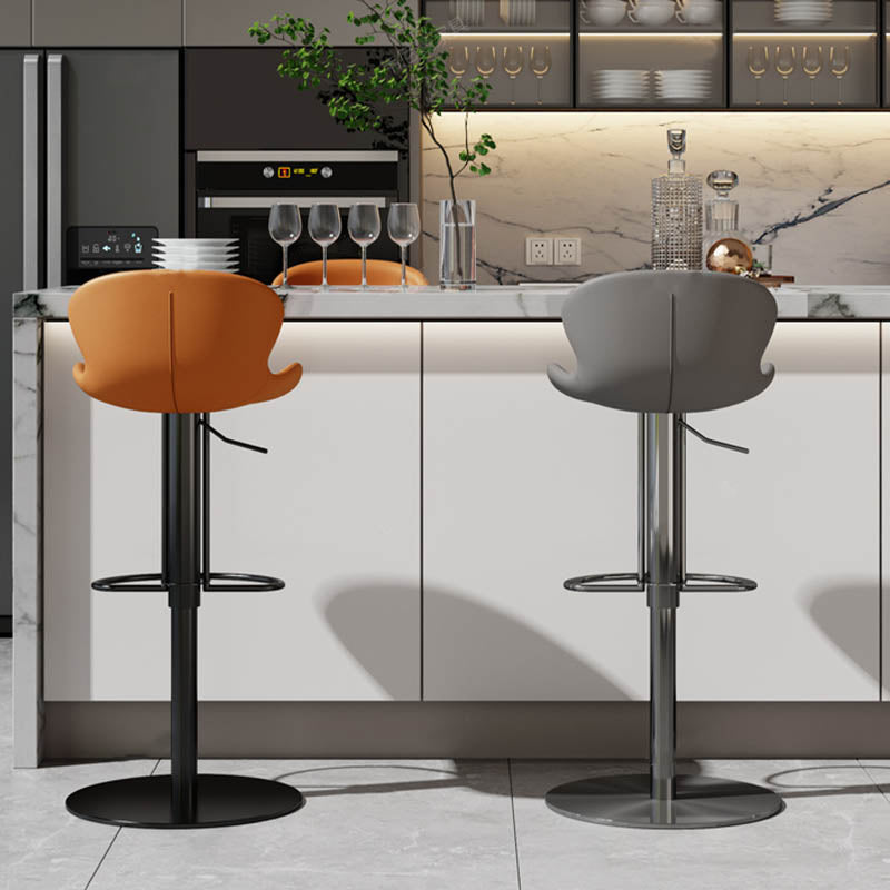 Contemporary Style Adjustable Backrest Counter Stool with Leather Cushion