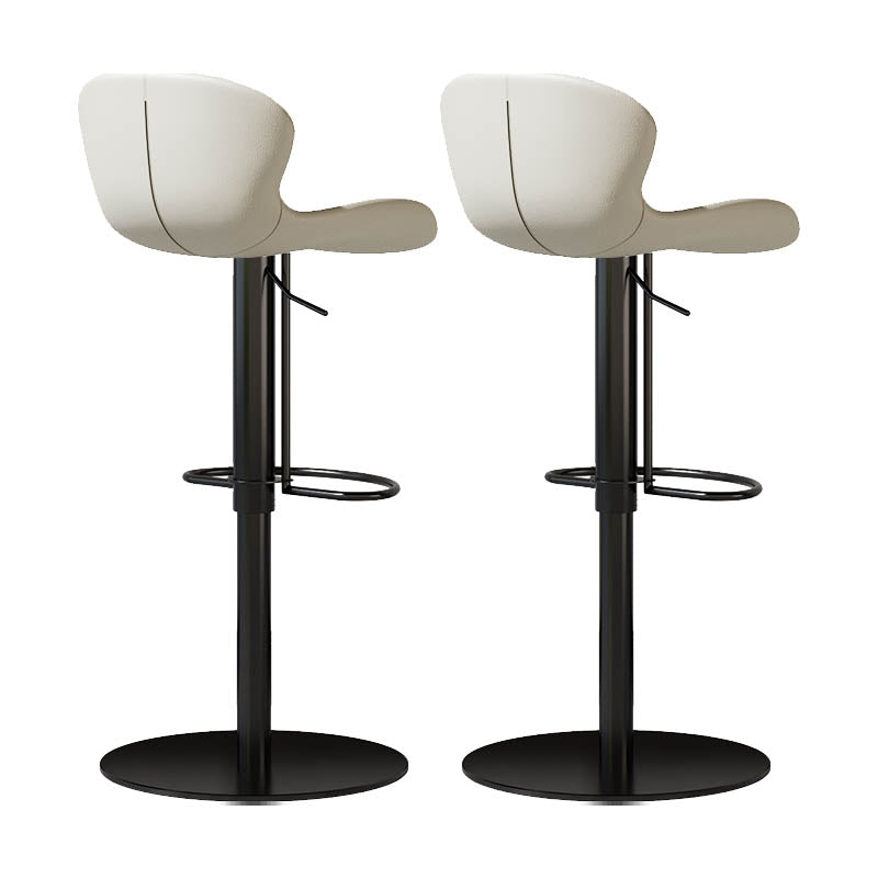 Contemporary Style Adjustable Backrest Counter Stool with Leather Cushion