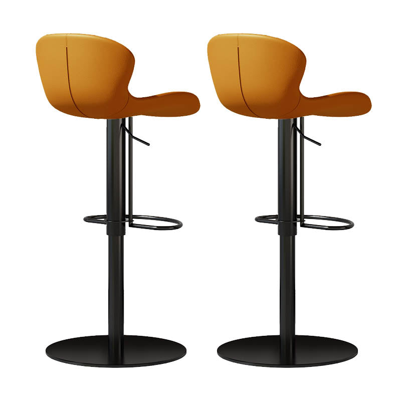 Contemporary Style Adjustable Backrest Counter Stool with Leather Cushion