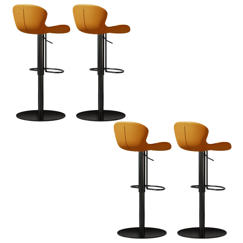Contemporary Style Adjustable Backrest Counter Stool with Leather Cushion