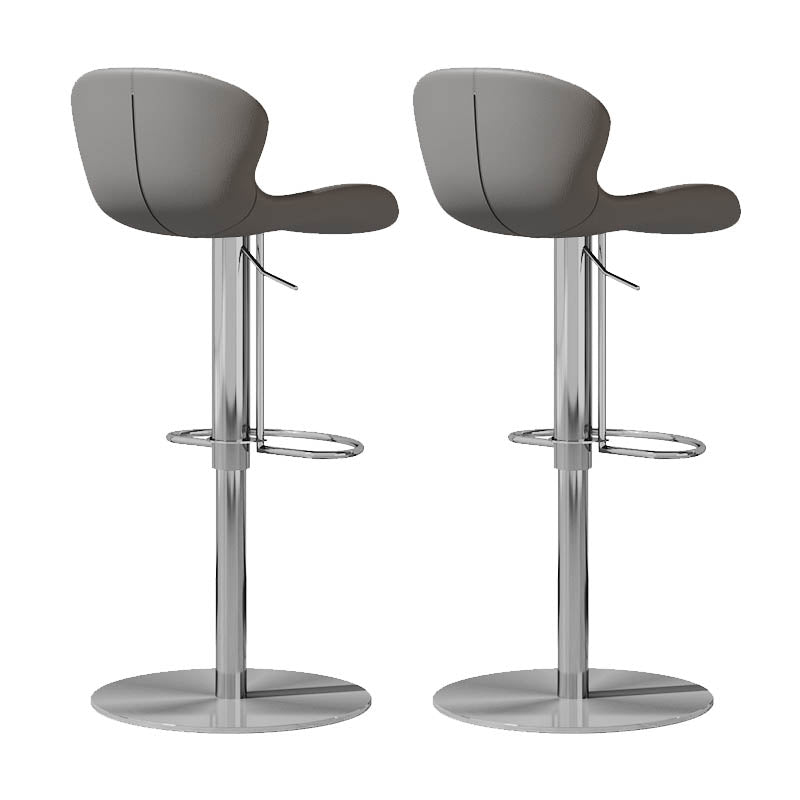 Contemporary Style Adjustable Backrest Counter Stool with Leather Cushion