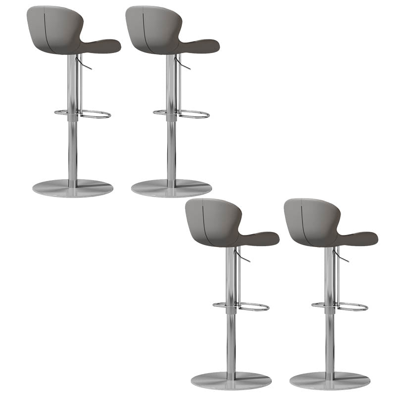 Contemporary Style Adjustable Backrest Counter Stool with Leather Cushion