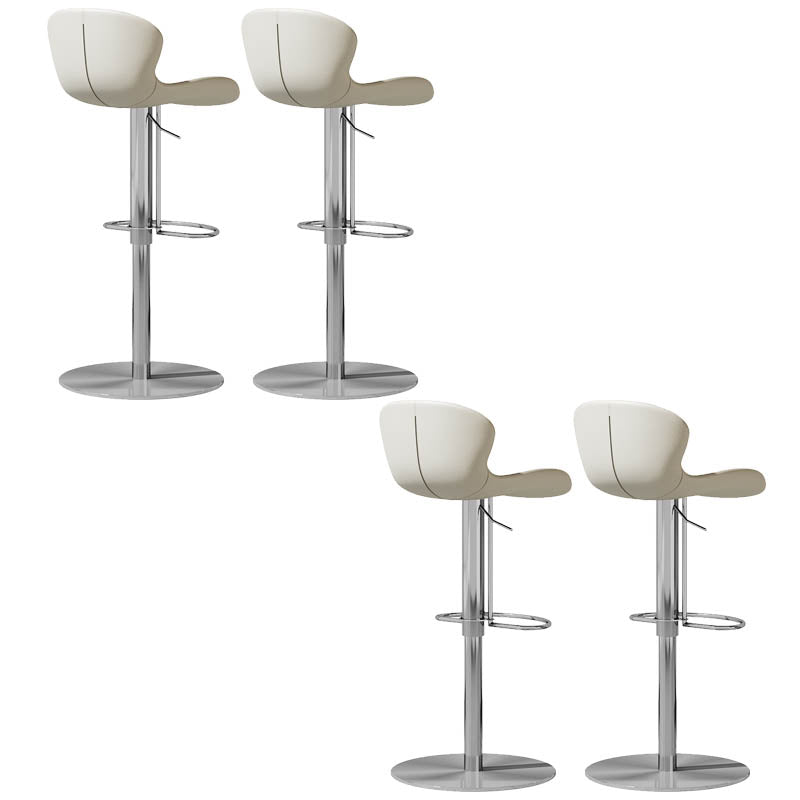 Contemporary Style Adjustable Backrest Counter Stool with Leather Cushion
