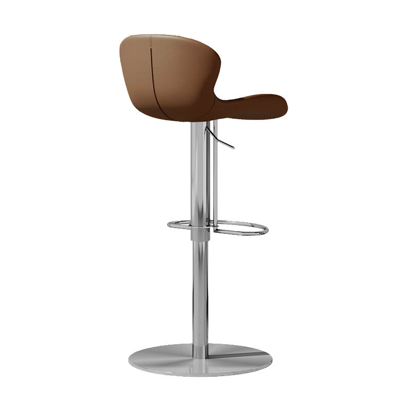 Contemporary Style Adjustable Backrest Counter Stool with Leather Cushion