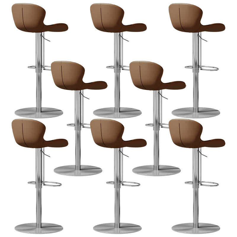 Contemporary Style Adjustable Backrest Counter Stool with Leather Cushion