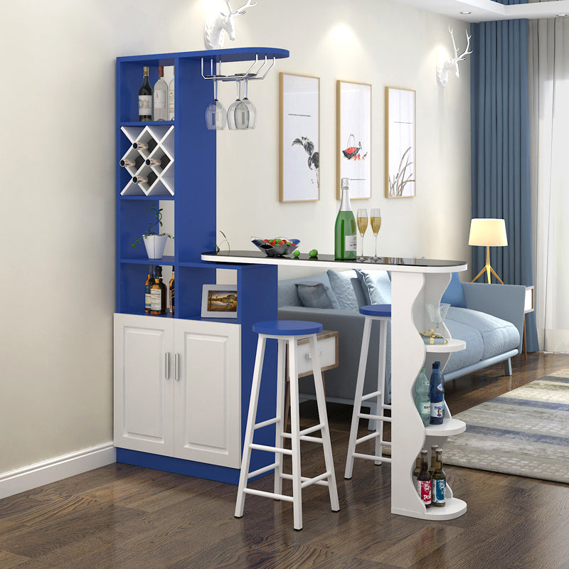 Contemporary Bar Stool and Table Set, Wood 3 Pieces for Living Room