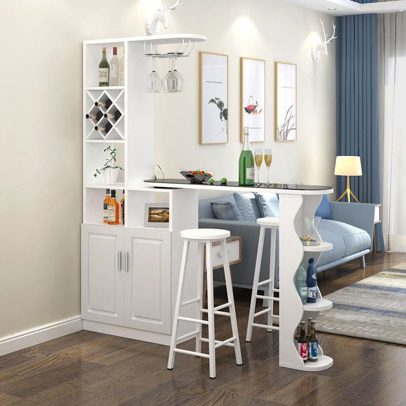 Contemporary Bar Stool and Table Set, Wood 3 Pieces for Living Room