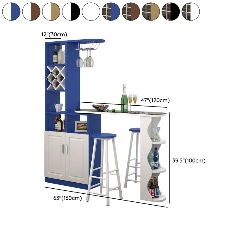 Contemporary Bar Stool and Table Set, Wood 3 Pieces for Living Room