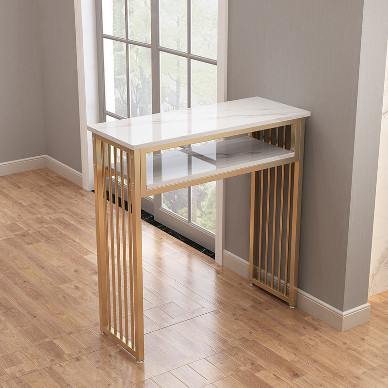 1/3 Glam Metal White and Gold Bar Stool and Table Set for Dining Room